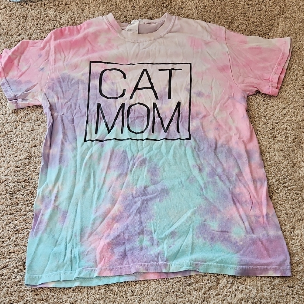 CAT MOM Tie-Dye Short Sleeve Tee - Pastel Multi